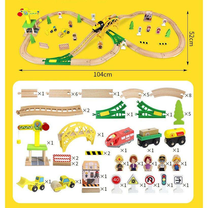 BỘ ĐỒ CHƠI ĐƯỜNG RAY XE LỬA CAO CẤP BẰNG GỖ EDWONE.