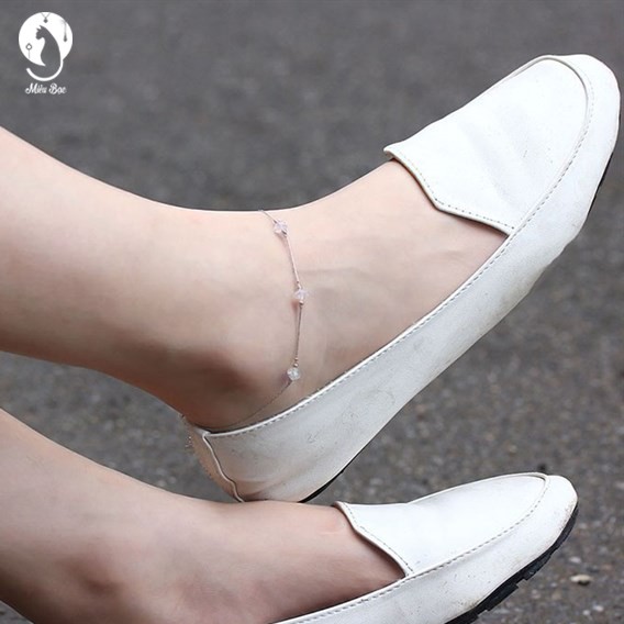 Lắc chân bạc nữ MIÊU BẠC Crystal lắc chân đẹp bạc s925 trang sức phụ kiện nữ - L500016