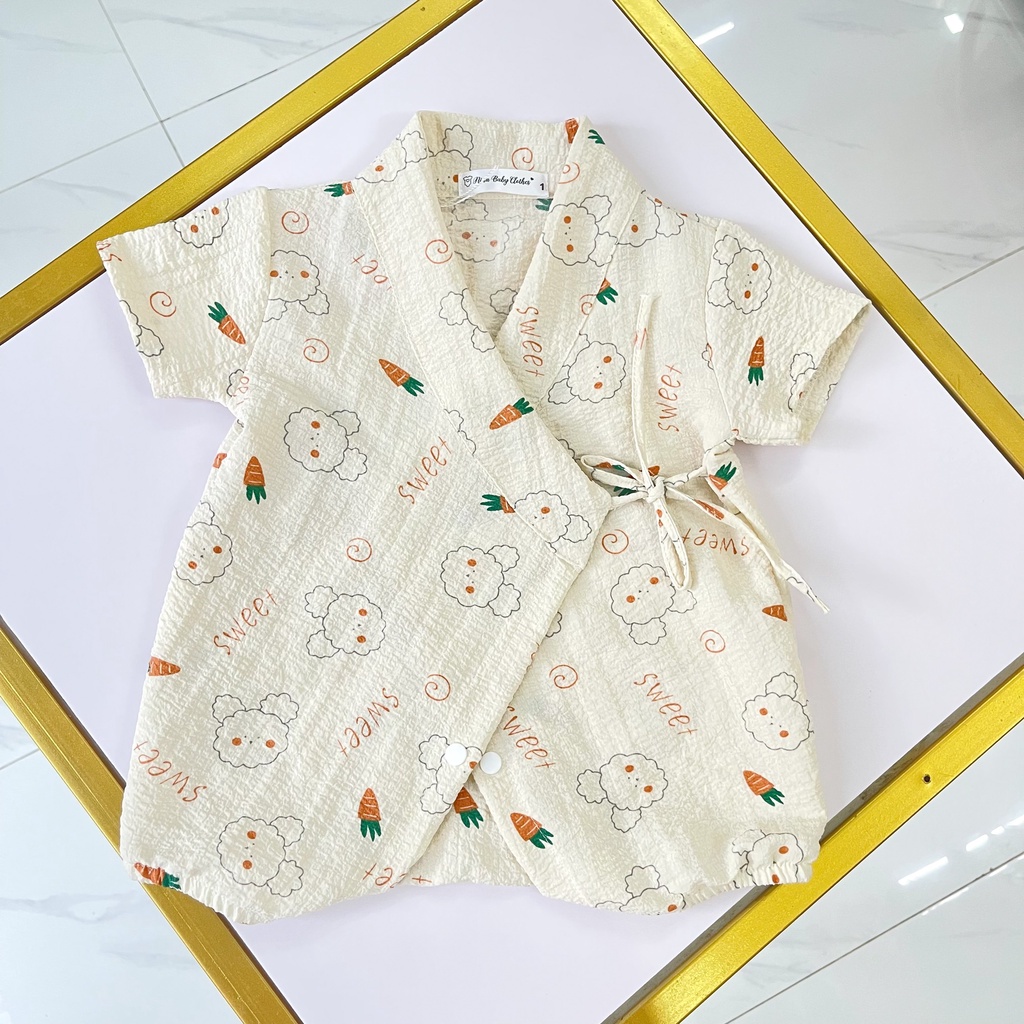 Body đùi Yukata cho bé NAU Baby Closet Romper cho bé trai, bé gái sơ sinh đầy tháng 0 24 tháng Chất thô xốp mềm mát