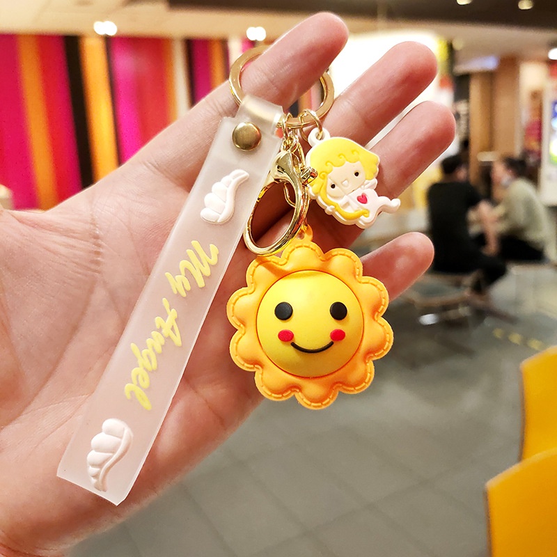 Móc Khóa PVC Ba Chiều Hình Mặt Trăng/Ngôi Sao/Mặt Trời Dễ Thương Sáng Tạo