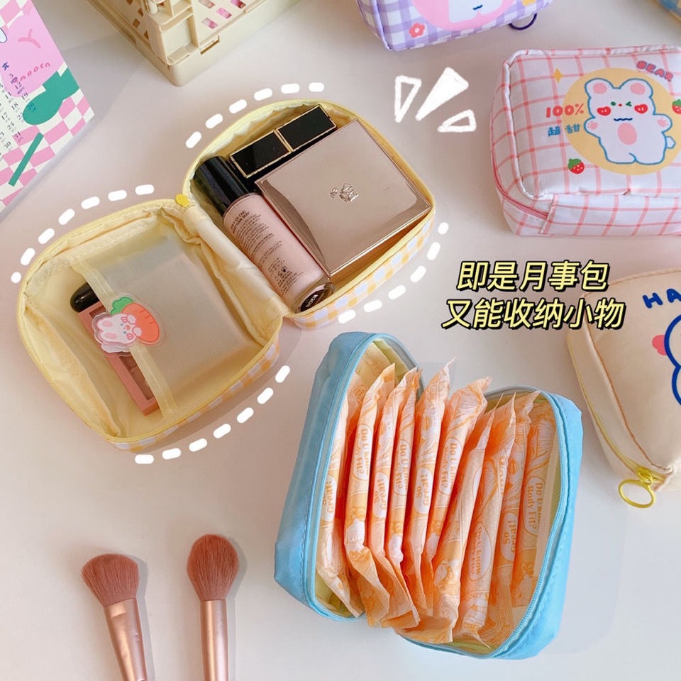 Túi Đựng Đồ Dùng Cỡ Lớn Họa Tiết Chú Gấu Dễ Thương Phong Cách Hàn Quốc Tiện Dụng