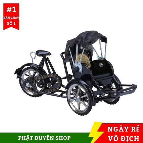 Mô Hình Xe Xích Lô Sắt kim loại - Màu Đỏ - Quà Tặng