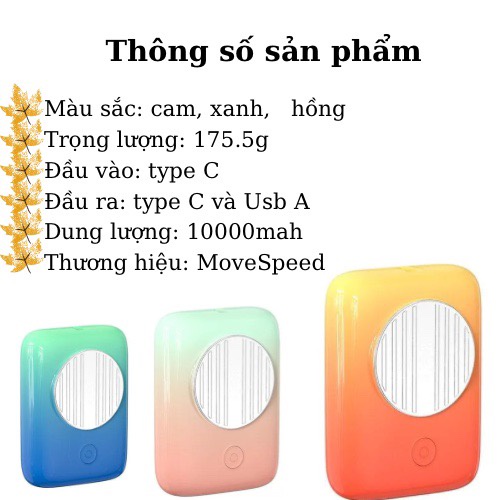 Sạc dự phòng Move Speed Q10 Pro Mini 22.5W 10000mAh Sạc nhanh hai chiều PD20W Di động siêu mỏng
