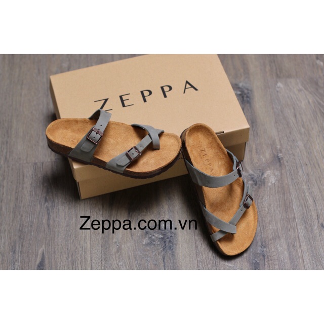 ZEPPA - Gian Hàng Chính Hãng - Da bò thật 100% - Dép đế trấu da bò nam &amp; nữ - Màu xám (Size: 35-46) DL