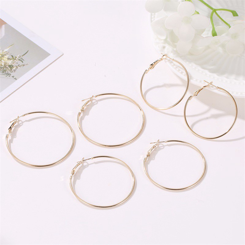 Set 6 khuyên tai tròn nhiều kiểu dáng
