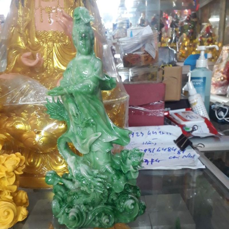 Tượng Quan âm nam hải  đứng rồng cao 25 cm