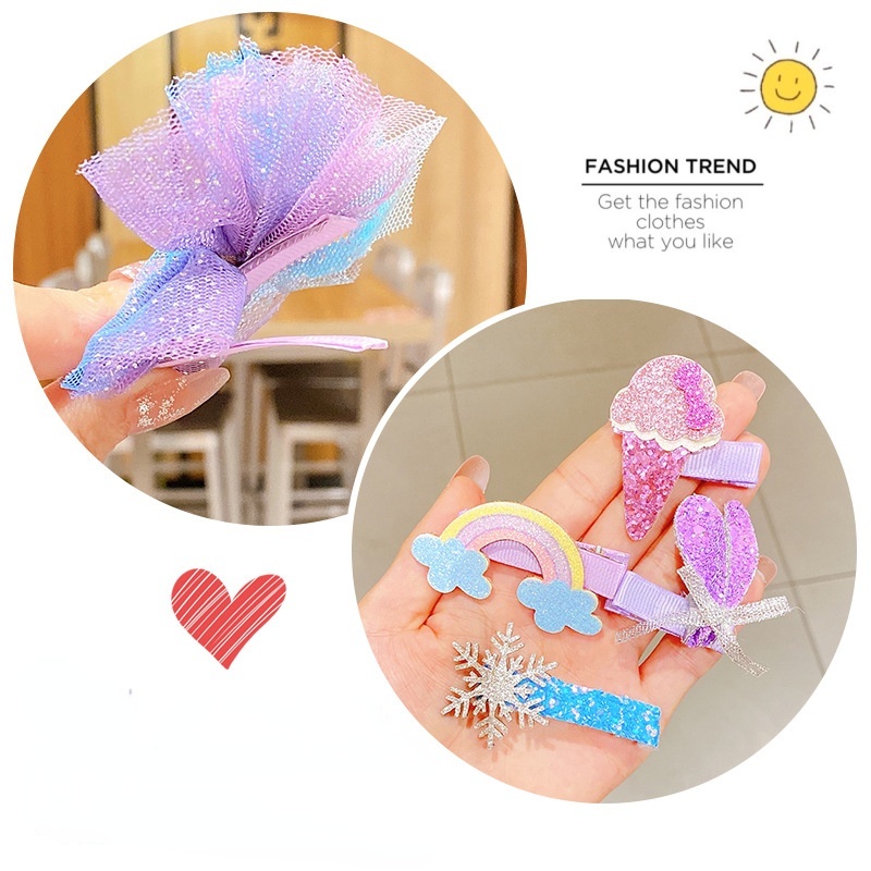Bộ Kẹp Tóc Nơ Hoa Đáng Yêu Cho Bé Gái