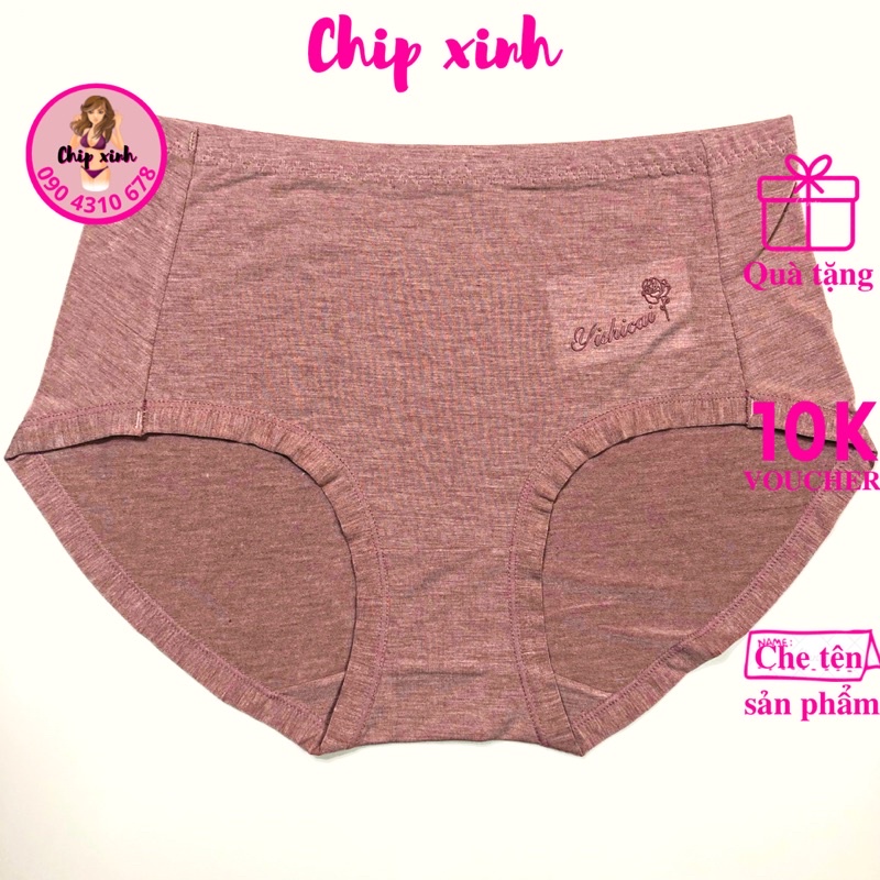 Quần Lót Nữ Cotton Cao Cấp Cạp Cao Muối Tiêu Hoa Hồng Mềm Mịn, Thoáng Khí