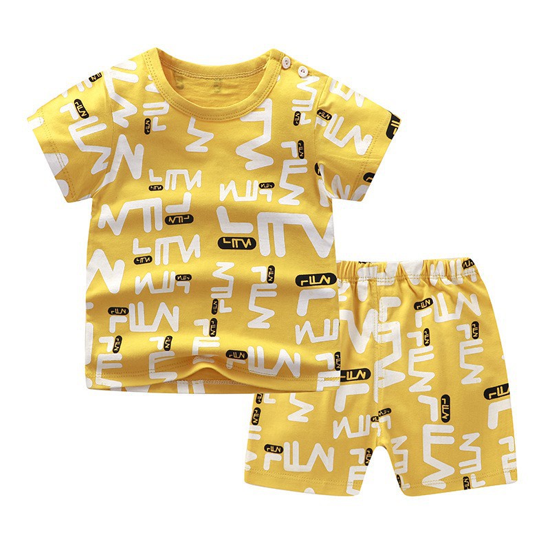 Set Áo Thun Cotton Tay Ngắn &amp; Quần Short Cho Bé Trai &amp; Bé Gái