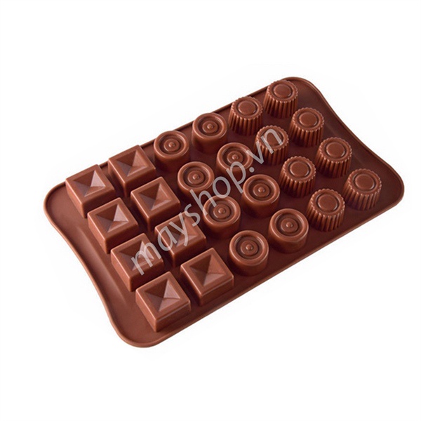 Khuôn silicone 24 viên Tròn &amp; Vuông