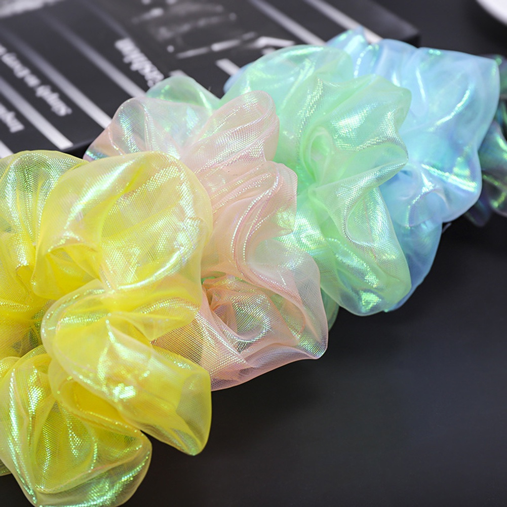 Dây Buộc Tóc Co Giãn Màu Trơn Lấp Lánh