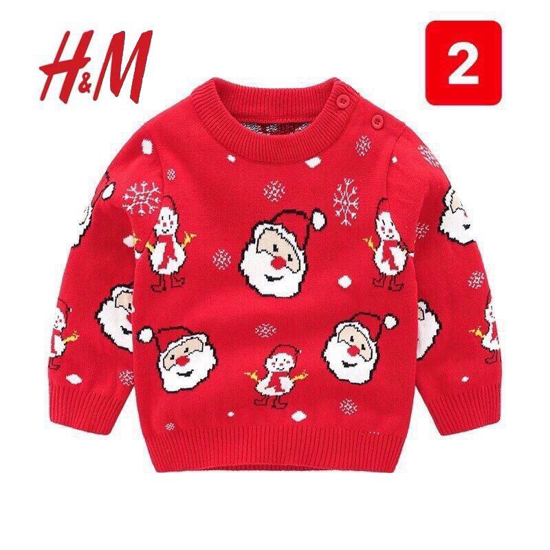 Áo len Noel bé gái và bé trai, Áo len cho bé 3-8 tuổi hình nhân vật giáng sinh ngộ nghĩnh đanh sợi không bai xù