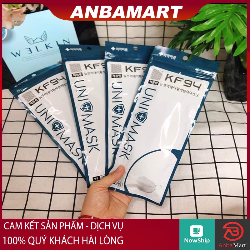 (Chính hãng) Khẩu trang KF94 unimask 4D Công nghệ Hàn Quốc Gói 10 chiếc - Khẩu trang y tế 4 lớp kháng khuẩn