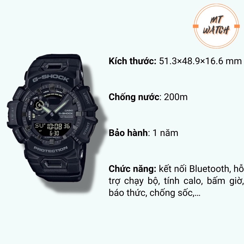 Đồng hồ Nam Casio Gshock GBA-900-1a Chính Hãng, phong cách thể thao, Kết nối Bluetooth, hỗ trợ hiệu quả việc chạy bộ