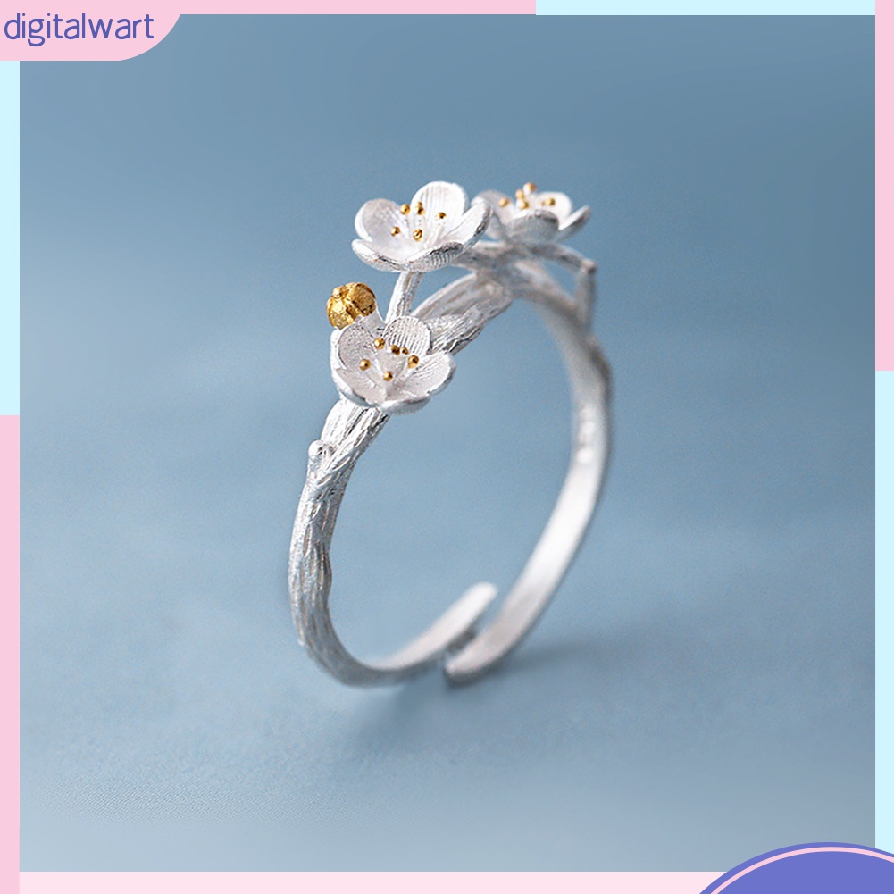 Nhẫn Hở Họa Tiết Hoa Mận Handmade Thời Trang Cho Nữ