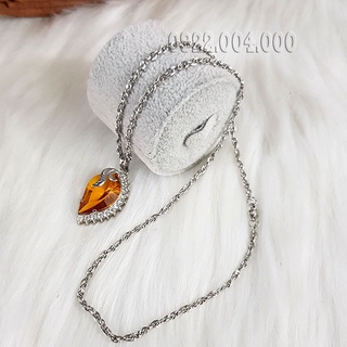 Dây chuyền nữ mặt đá cam hình chiếc lá.