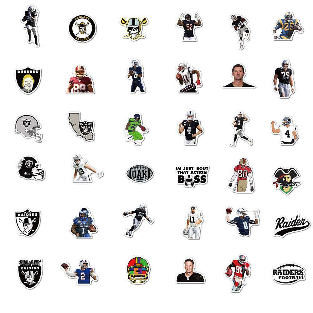 Set 50 miếng sticker hình đội bóng bầu dục Oakland Raiders graffiti dán trang trí chống thấm