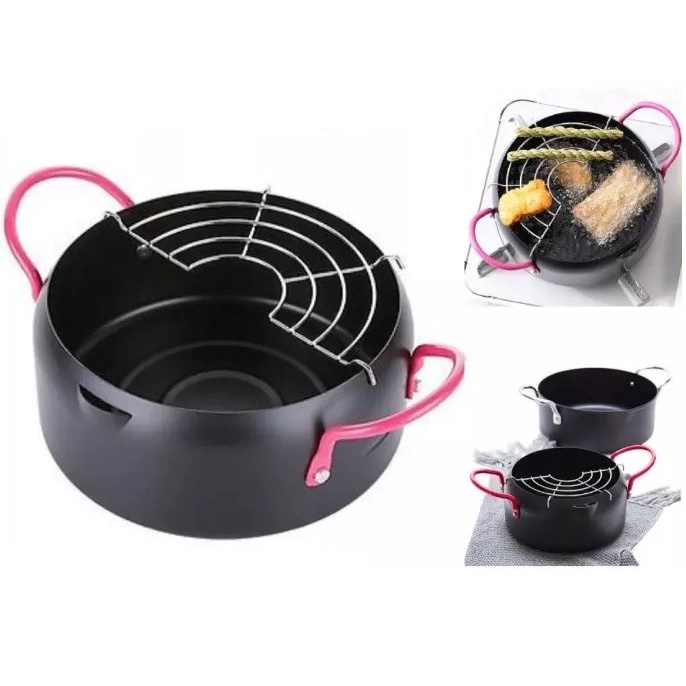 Nồi Chiên Lọc Dầu Size 18Cm Kèm Vỉ Gác Chảo Ráo Dầu Tiện Dụng Cho Gia Đình