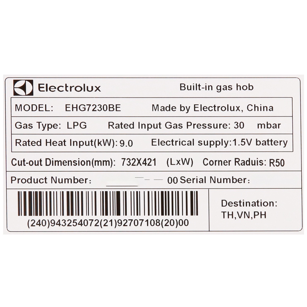 Bếp ga âm Electrolux EHG7230BE