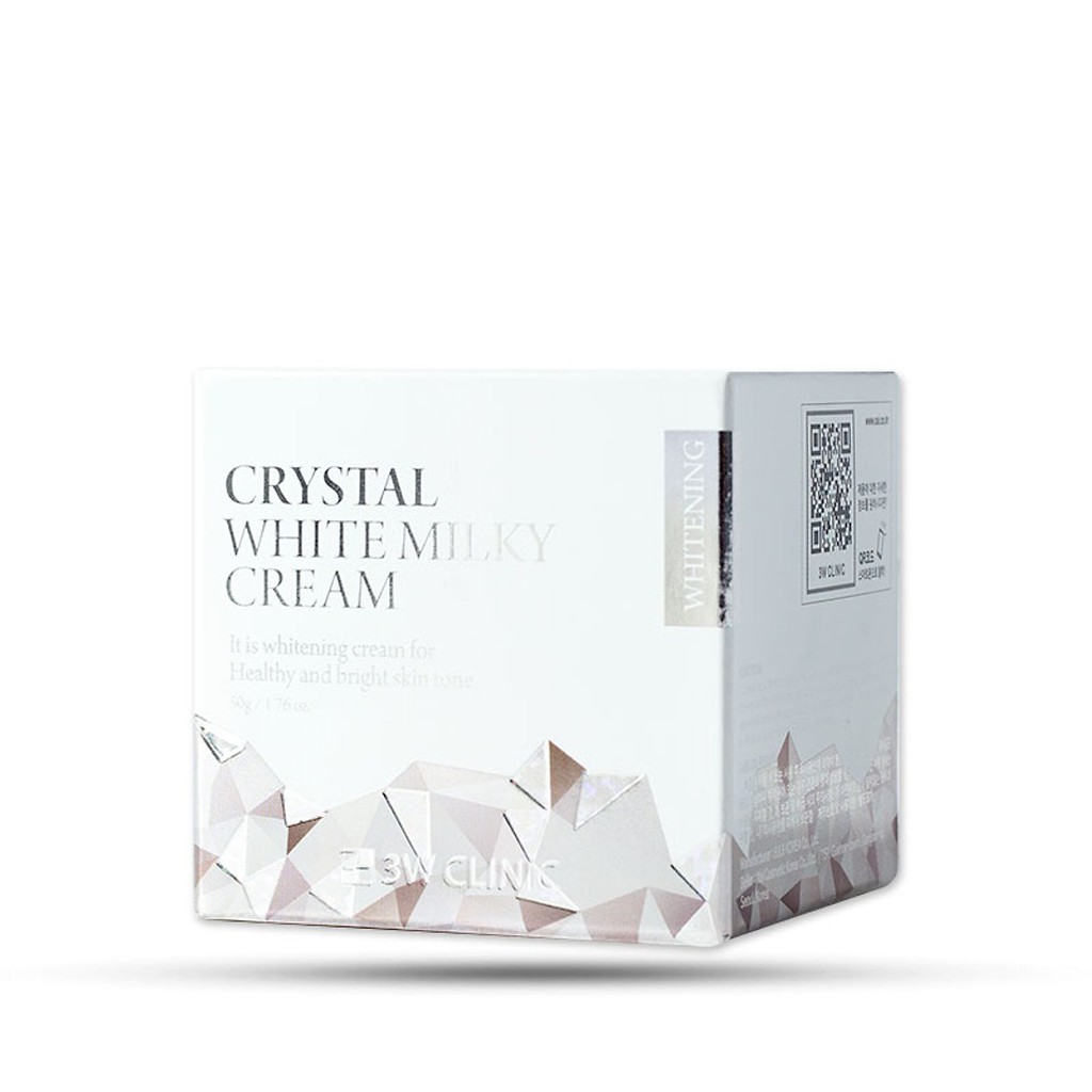 Kem Dưỡng Trắng nâng tone và ngừa lão hóa 3W Clinic Crystal White Milky Cream 50g - Hàn Quốc Chính Hãng