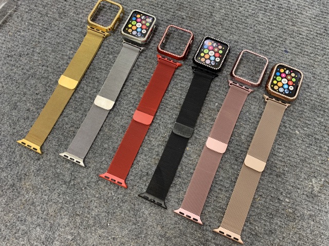 COMBO THÉP MILAN + ỐP VIỀN ĐÍNH HỘT SANG CHẢNH DÀNH CHO APPLE WATCH