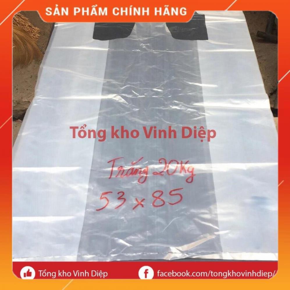 1kg túi nilon trắng, bóng đựng 20kg có quai xách, chất dai, đẹp - hàng loại 1
