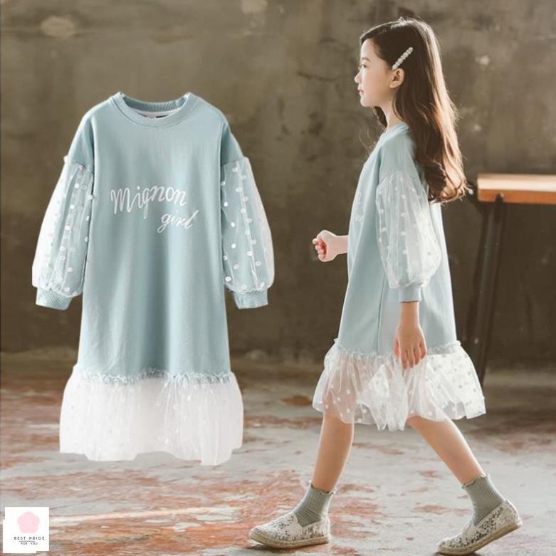 Đầm bé gái mập 11 tuổi (3-12 tuổi)☑️ Đầm váy dài tay thời trang hàn quốc☑️ váy mùa đông bé gái lớn 40kg