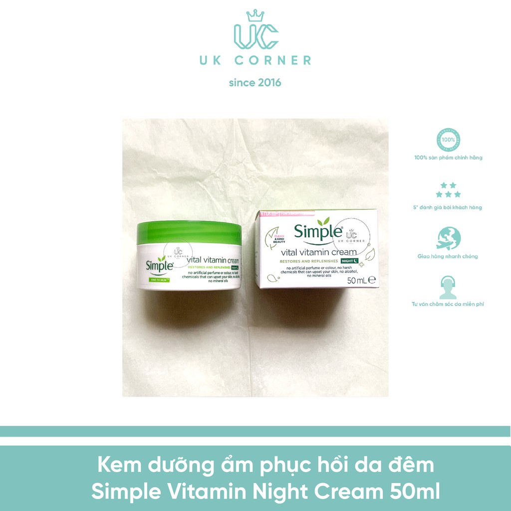 Kem dưỡng ẩm phục hồi da đêm Simple Vitamin Night Cream 50 mL