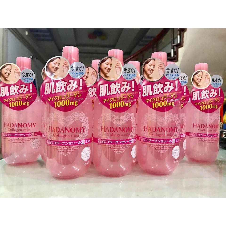 Xịt Khoáng Hadanomy Collagen 250ml Nhật Bản công dụng dưỡng ẩm, chống lão hóa, cân bằng &amp; tái tạo da mặt