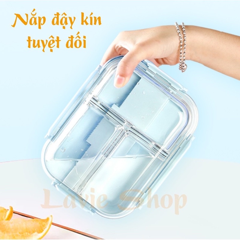 HỘP THUỶ TINH 3 NGĂN KÈM ĐŨA THÌA 1000ml