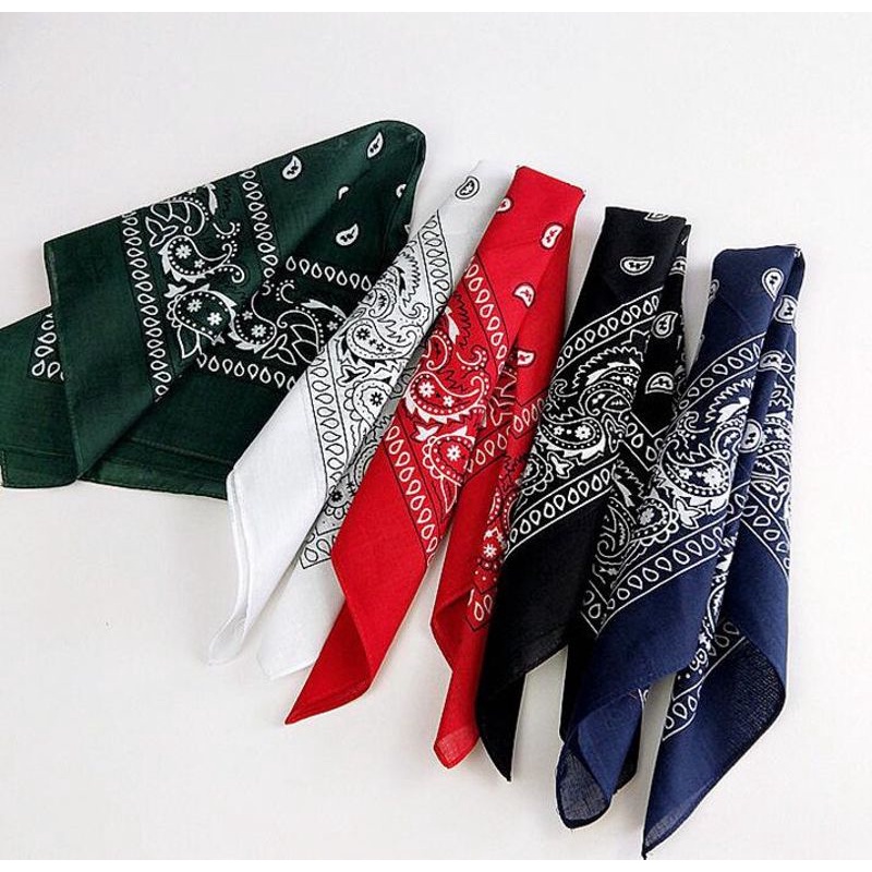 Khăn Bandana Hình Vuông 58x58cm In Họa Tiết Hoa / Hình Học Bằng Vải Cotton Phong Cách Hàn Quốc Cho