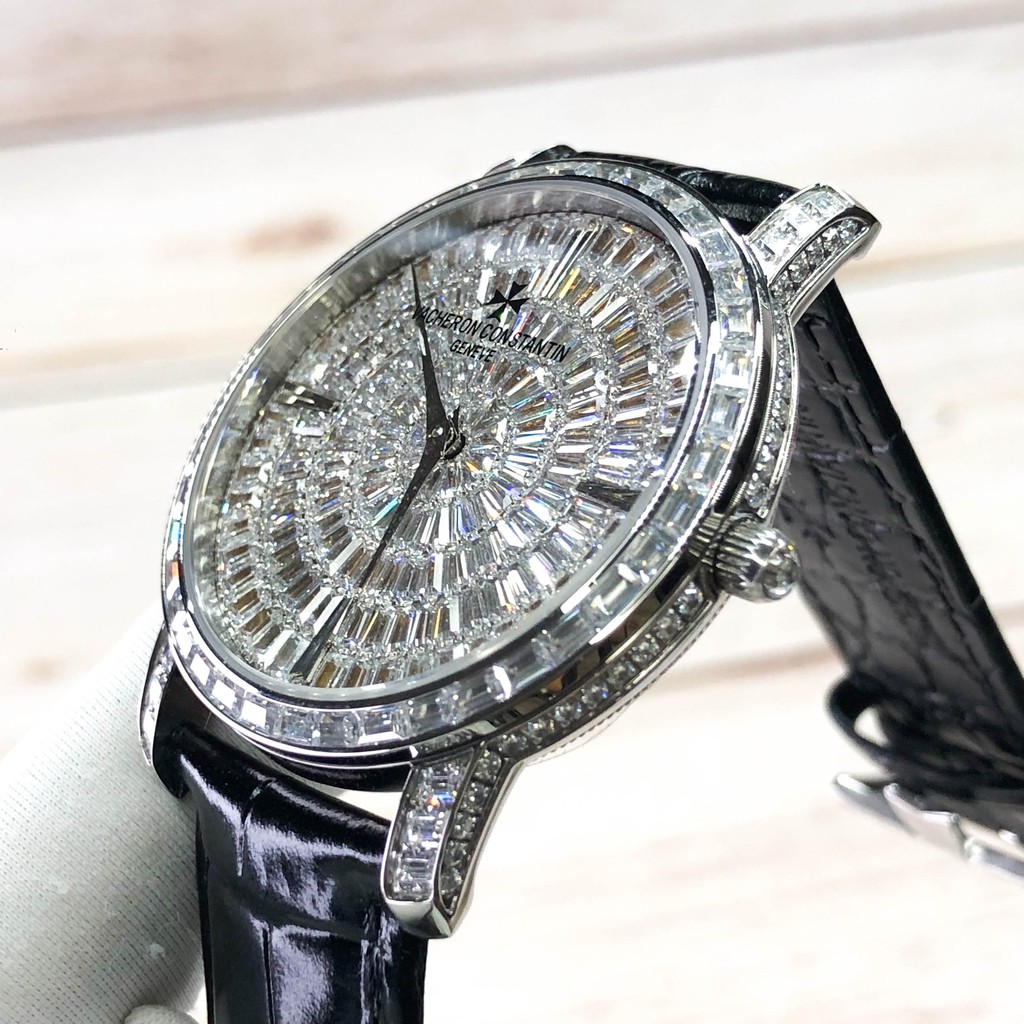 Đồng Hồ Nam Nữ VC GENEVE Mặt Viền Full Đá, Máy Pin Size 40/32mm, Chống Nước 5ATM