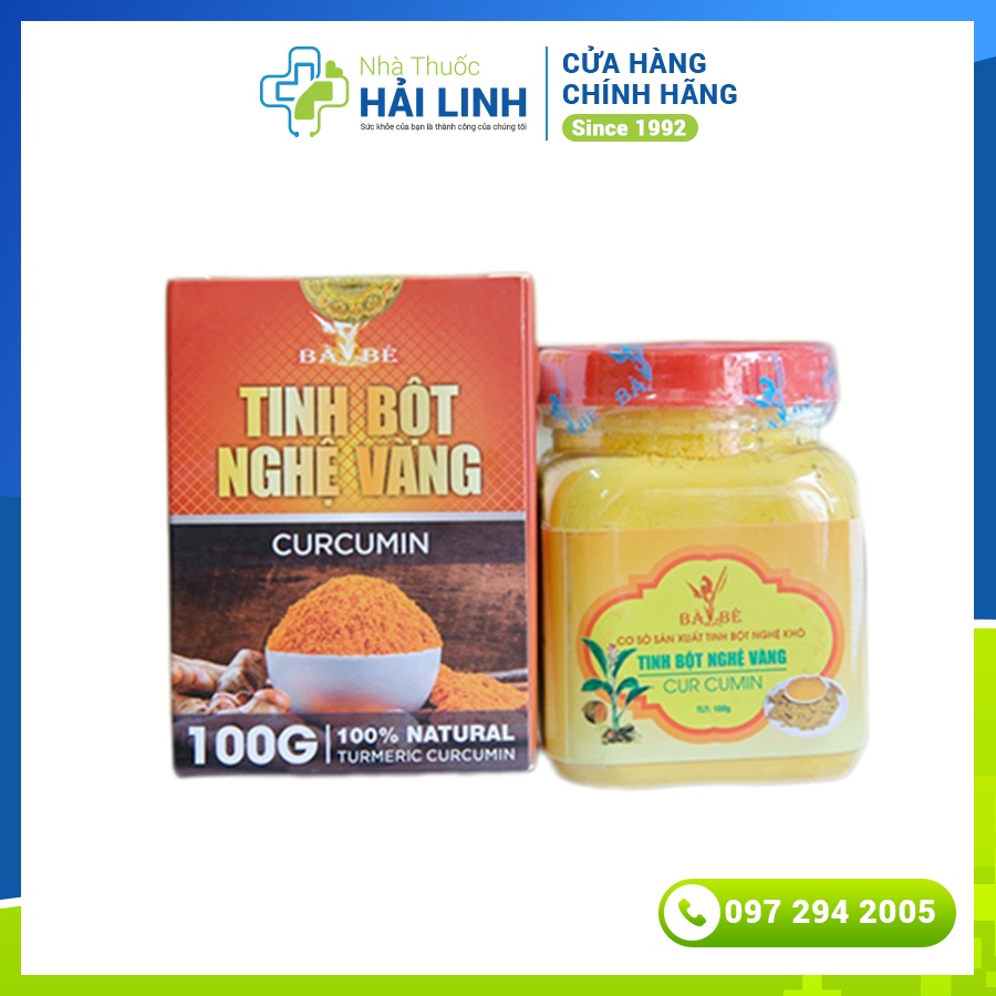 [CHÍNH HÃNG] Tinh bột nghệ vàng Curcumin Bà Bé 100g - Dùng an toàn cho gia đình