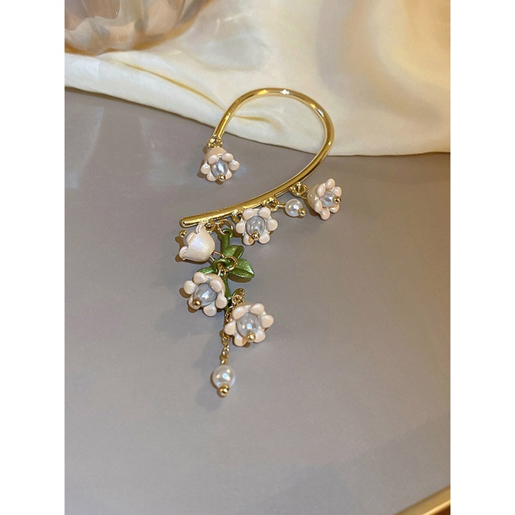 Hoa Tai Dạng Móc Không Xỏ Hình Hoa Lily Phong Cách Mới