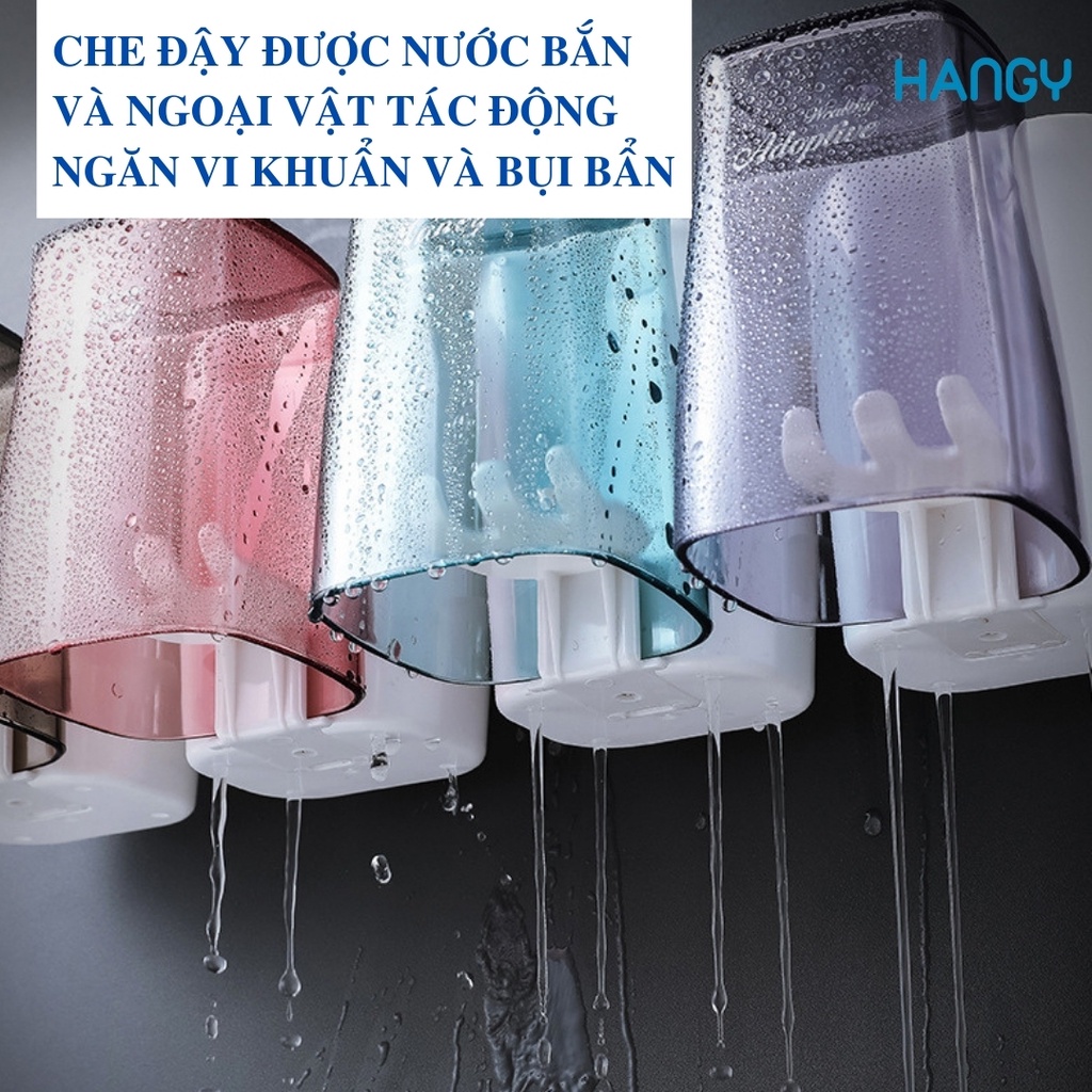 Giá treo bàn chải đánh răng và cốc bốn màu kết hợp bộ nhả kem đánh răng tiện lợi RENAI HANGY