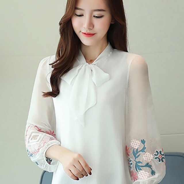 Áo kiểu tay ren sang trọng. Hàng Việt Nam chất lượng cao