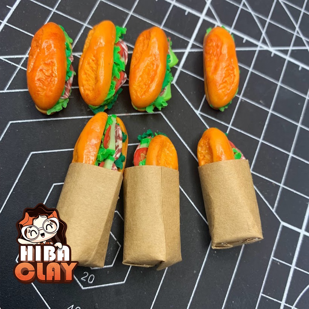 Bánh mì kẹp thịt Mini Food , đồ ăn mini mô hình cho búp bê DIY