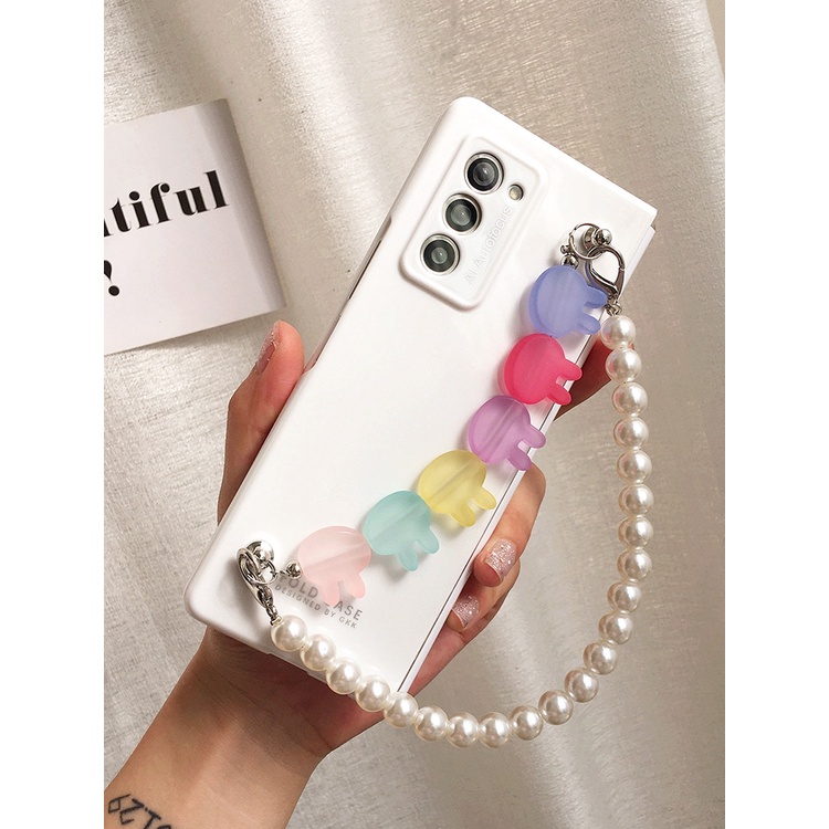 Bao Da Điện Thoại Cứng Hình Thỏ Ngọc Trai diy Thời Trang Cho samsung galaxy z fold 5 4 3 2 5g Ốp