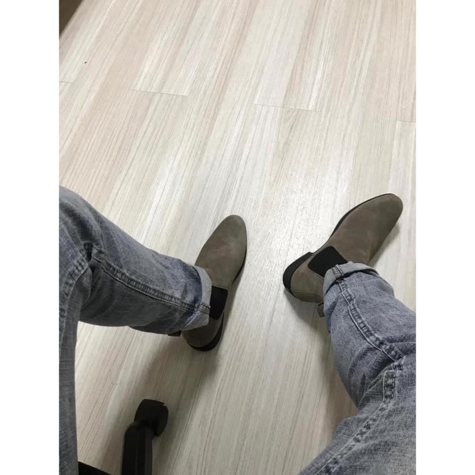 [ Da Thật 100% ] Chelsea Boot Lộn Da Bò Thật 100% Tặng Lót Cao 5cm -o97 ! :