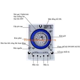 Công tắc hẹn giờ cơ 15A Camsco TB35. Timer hẹn giờ bật tăt nguồn điện đơn giản dễ dùng