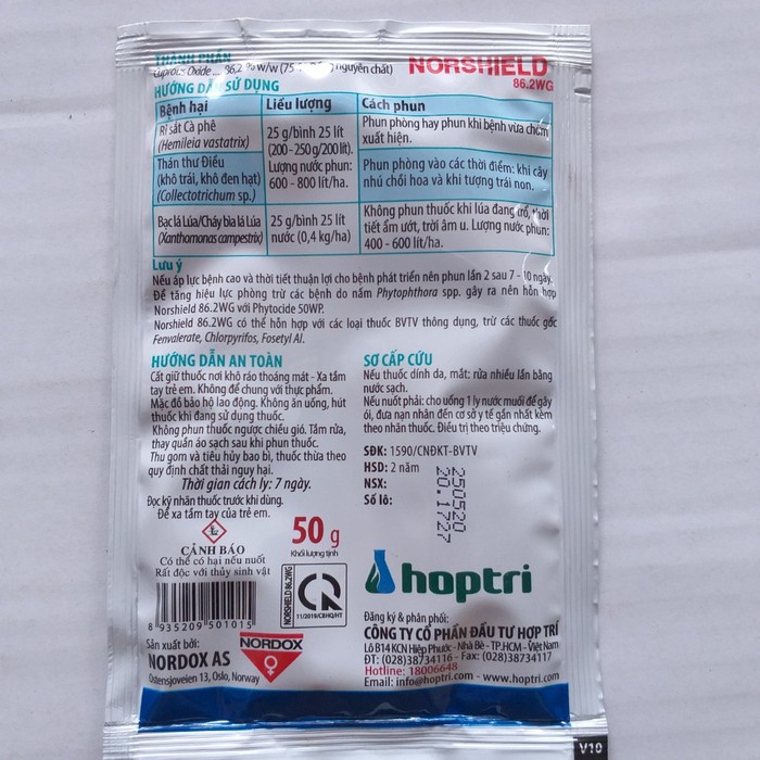ĐỒNG ĐỎ NORSHIELD 86.2WG - TRỪ NẤM, VI KHUẨN, RỈ SẮT - Gói 50g