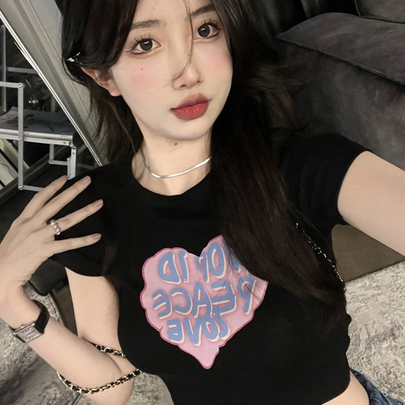 Áo Thun Tay Ngắn Cổ Tròn Màu Trơn In Chữ Vui Nhộn Thời Trang Mùa Hè 80s Cho Nữ