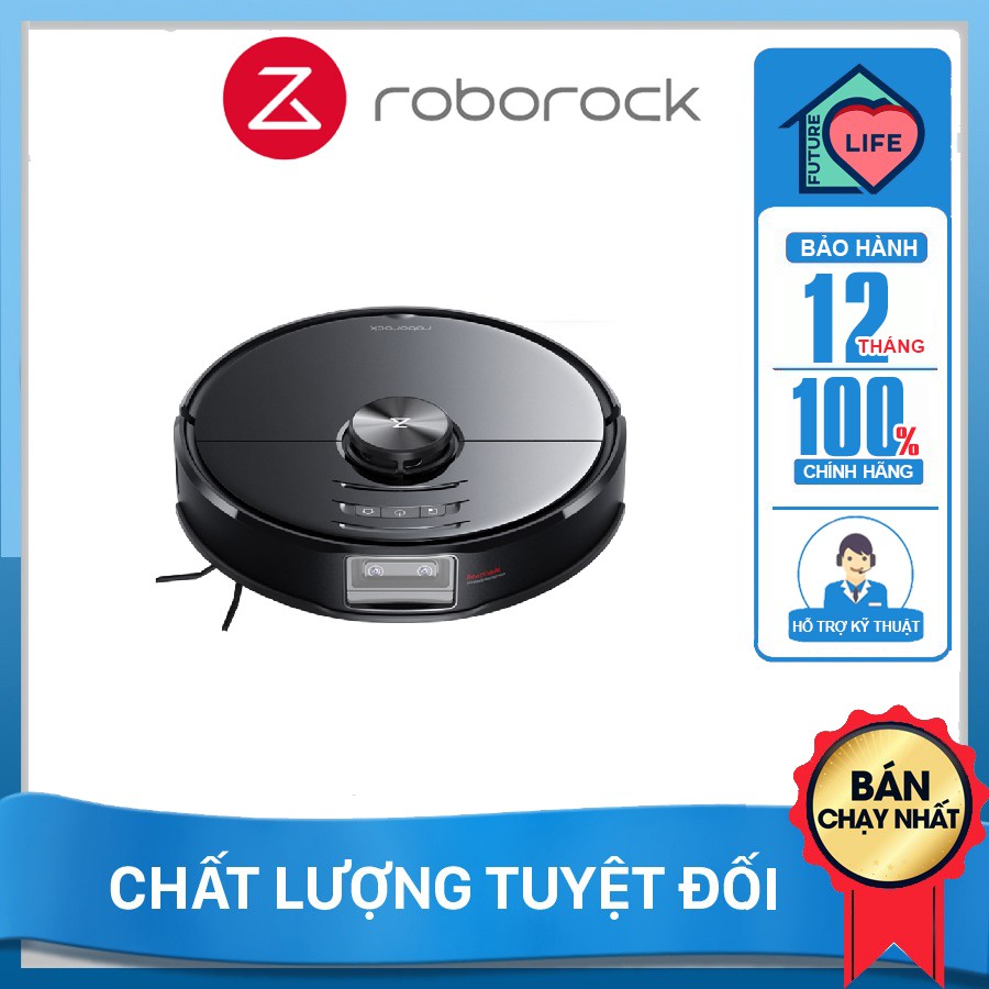 Roborock S6 MaxV Max Robot Hút Bụi Lau Nhà siêu mạnh 2500pa pin 5200mAh Bản Quốc Tế - Màu Đen