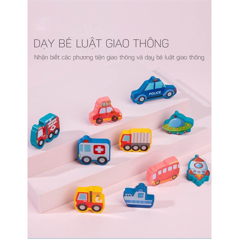 Bộ Bảng Gỗ Câu Cá Và Ghép Hình Học, Chữ Số, Chữ Cái, Phương Tiện cho bé 5in1, 6in1, 7in1