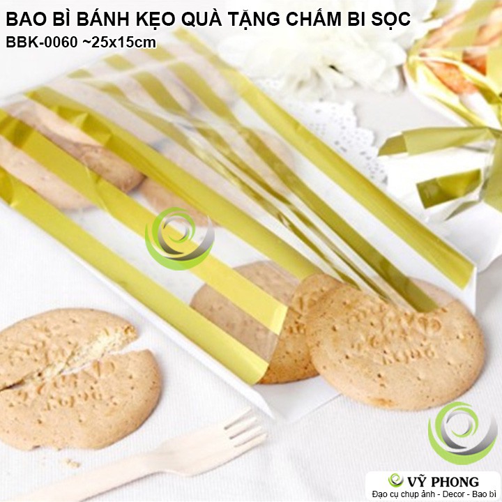 SET 50 TÚI NHỰA CHẤM BI,SỌC VÀNG BẮC ÂU ĐỰNG BÁNH KẸO QUÀ TẶNG CÁC DỊP LỄ TẾT NOEL GIÁNG SINH BBK-0060