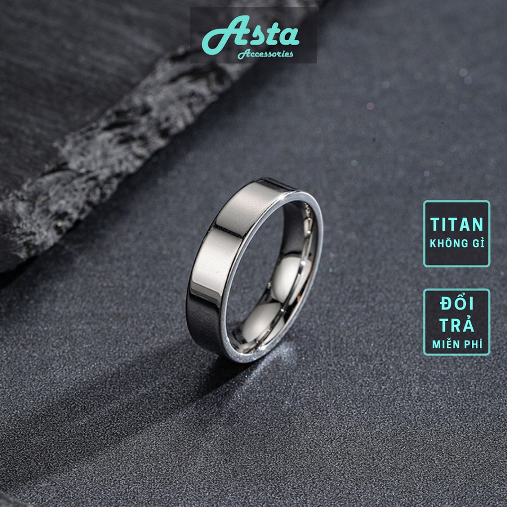 Nhẫn Nam Nữ Unisex Trơn Basic Plain Ring Asta Accessories Màu Bạc Đẹp - Nhẫn Cá Tính Titan Không Gỉ - Plain Ring To