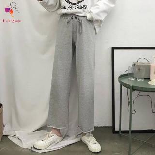 Quần dài nữ ống rộng lưng thun thời trang