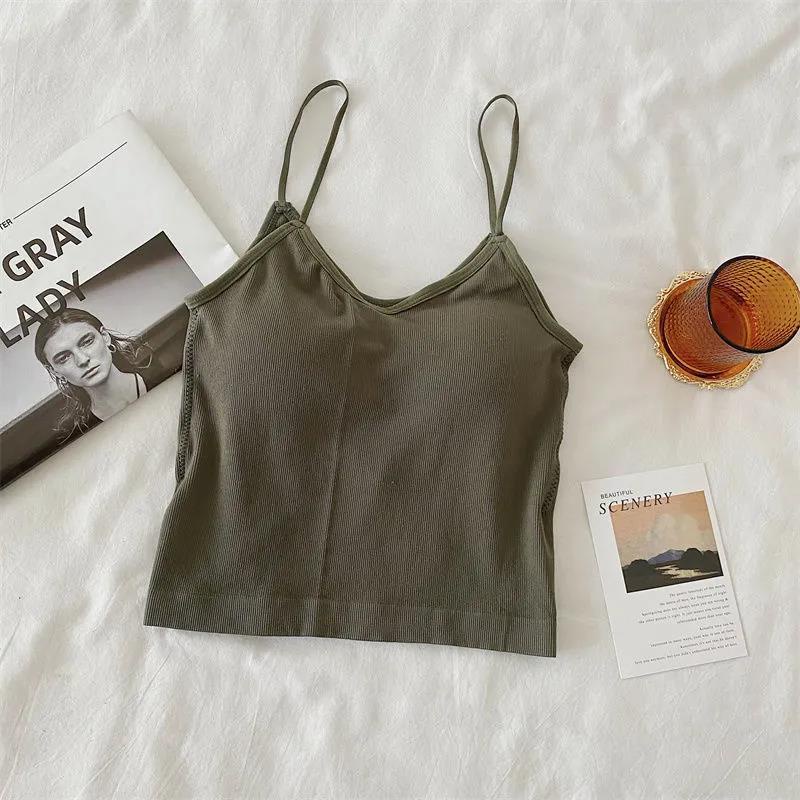 Áo Hai Dây Có Mút Đệm Ngực Thắt Dây Lưng Phong Cách Hàn Quốc Cho Nữ