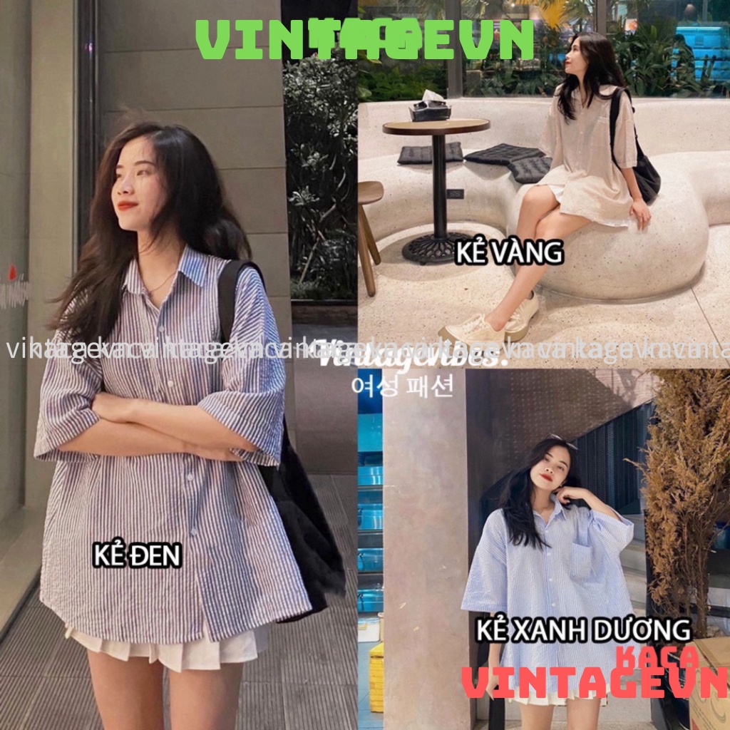 🚛[FREESHIP] Áo sơ mi Hàn Quốc dáng rộng kẻ sọc nhiều màu Ulzzang (hàng QC) - Ảnh thật 1000% kaca vintagevn | BigBuy360 - bigbuy360.vn