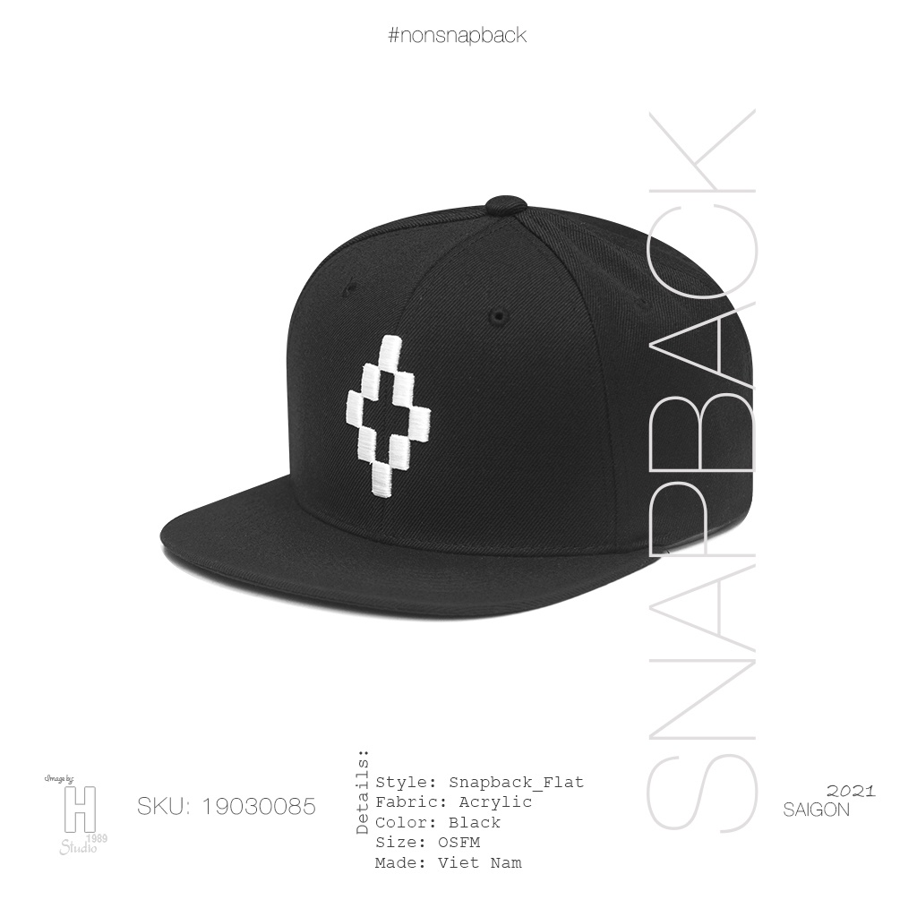 Mũ snapback thời trang nam màu đen cao cấp logo trắng màu đen hàng chất lượng tiêu chuẩn xuất khẩu khóa gài bấm